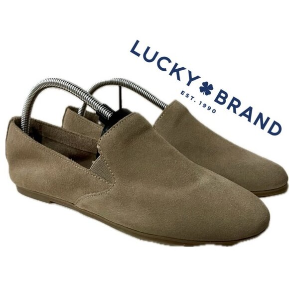 TAN SUEDE SLIP ON  PENNY  LOAFERS WOMAN LUCKY BRAND CHARSA 2 SHOES SIZE 9.5 - Picture 1 of 11